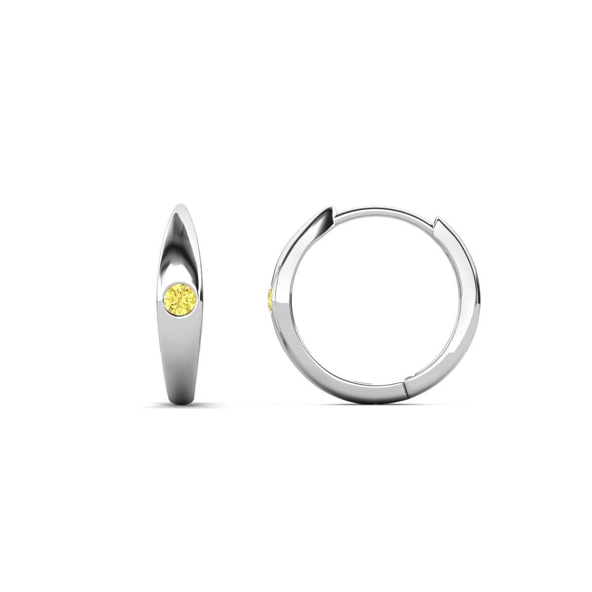 Anissa Yellow Sapphire Dome Women Huggie Earrings 